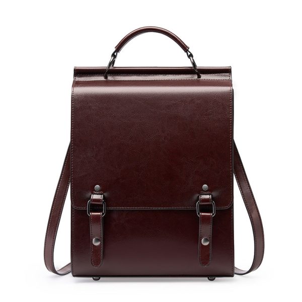 Women's Vintage Calf Leather College Backpack: Classic & Practical Travel Bag