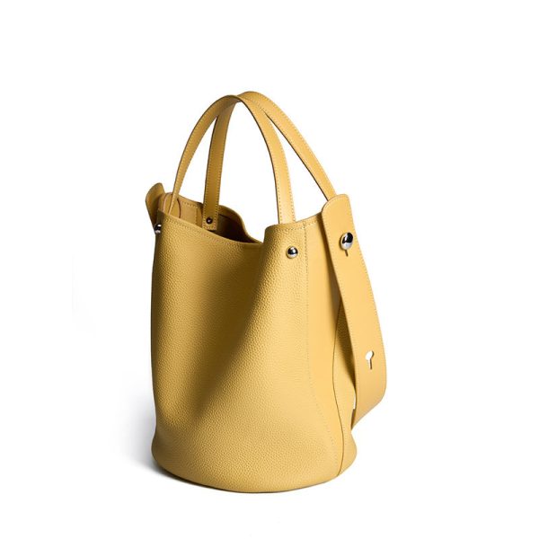 Spacious and Stylish Leather Basket Shoulder Tote Bag