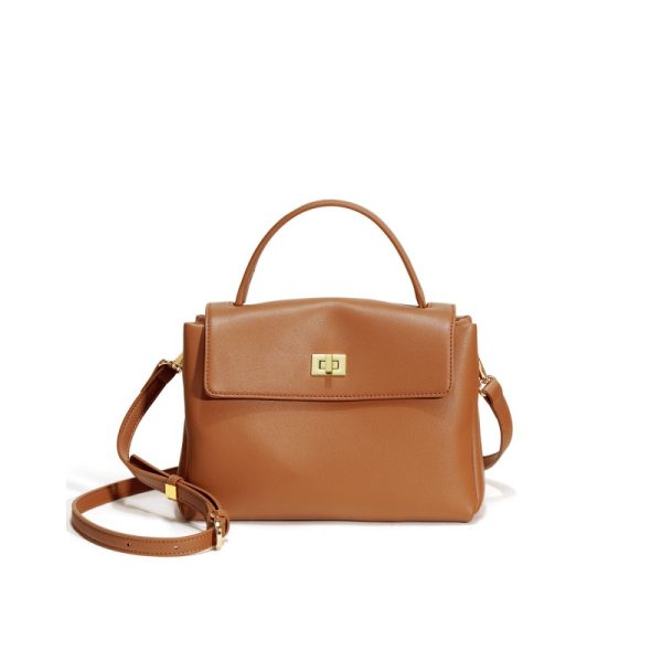 Soft Cowhide Leather Medium Vintage Square Bag Women‘s Versatile Fashion Shoulder Bag