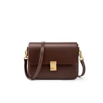 Chelsea Coffee Leather Envelope Crossbody Bag for Women by Covemoda