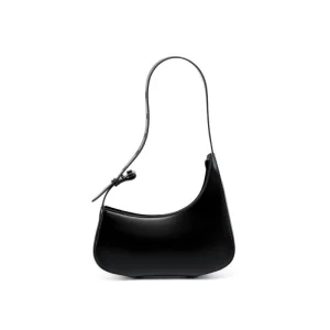 Minimalist Black Leather Crescent Shoulder Bag – Kendall Inspired Handbag | Covemoda